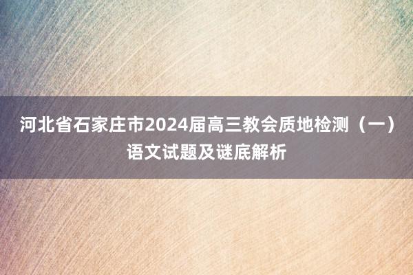 河北省石家庄市2024届高三教会质地检测（一）语文试题及谜底解析